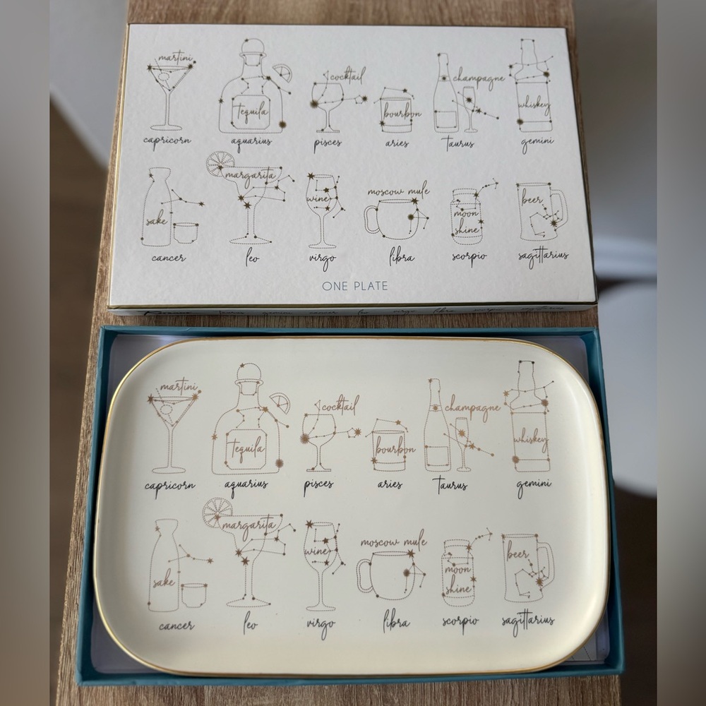New! Rosanna Zodiac Cocktail Plate with Gold Accents